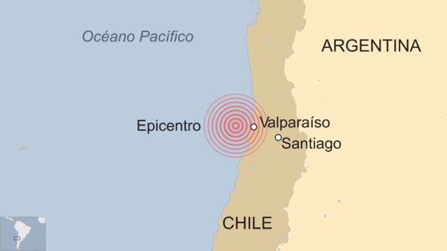 Servicio Geológico de EE. UU alerta por los movimientos fuertes en Valparaíso, en Chile movimiento telúrico de 7,1.