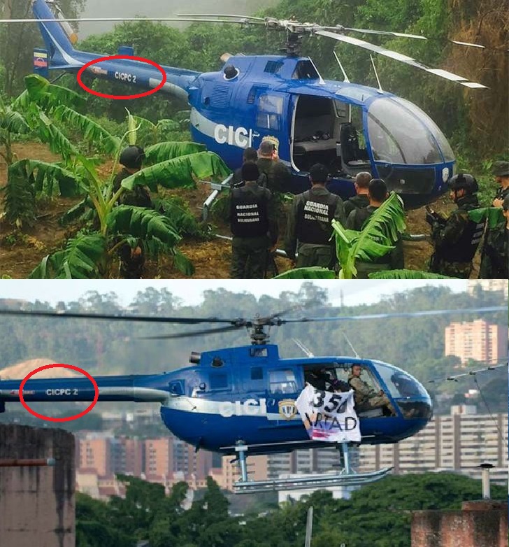Dudas sobre Helicóptero de la Policía Cientifica Venezolana que sobrevoló Miraflores y la TSJ.