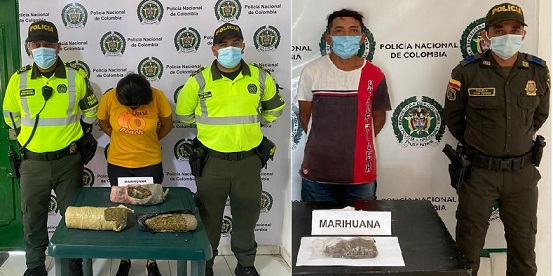 Departamento de policía captura a 3 con bolas de marihuana, más de 1500 gramos incautados.