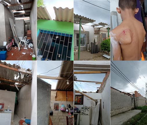Emergencia por casas desechas y varios heridos, productos de los vientos huracanados en el sector de Ciudad Paraíso del municipio de Soledad.