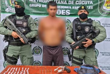 Cúcuta: Lo capturan sin camisa con un revólver calibre 38 milímetros y 64 dosis de base de coca