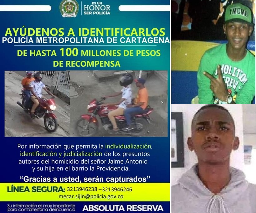 Hasta 100 millones de pesos ofrecen por el paradero de los criminales que asesinaron en Cartagena a la niña Alejandra Llorente Salazar, y a su padre Juan Antonio Llorente