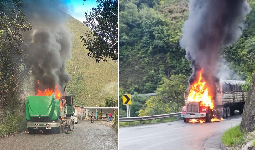 Fascinerosos terroristas vuelven a atacar a la población civil quemando vehículos la vía Ocaña – Sardinata, Norte de Santander
