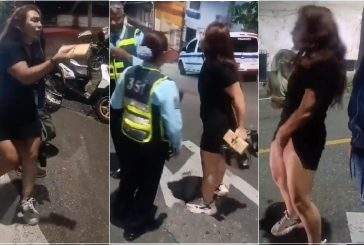 Mujer en estado de embriaguez protagoniza espectáculo porque le inmovilizaron su moto